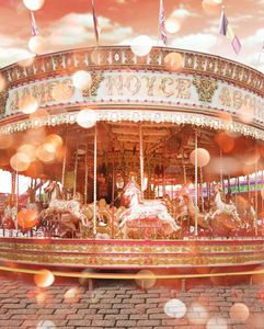 Pretpark Carrousel Achtergronden voor Pography Kleurrijke Vlaggen Zachte Kleur Stippen Kinderen Kinderen Bruiloft Po Booth Backgroun2511334