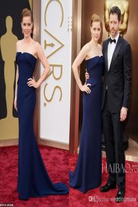 Amy Adam Mermaid Train sans bretelles Sweet Dark Blue Satin 86 Oscar Annual Academy Awards Celebrity Red Carpet Robes Robes de soirée D3623049