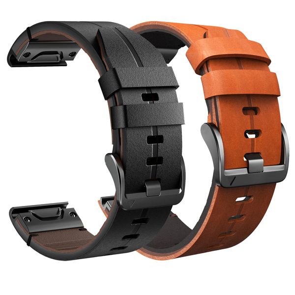 Un bracelet de montre 26mm pour Garmin Fenix 7X/6X Pro/6X/5X/5X Plus bracelet en cuir véritable 22mm pour Fenix 6/6 Pro/5/7 bracelet de remplacement 240315