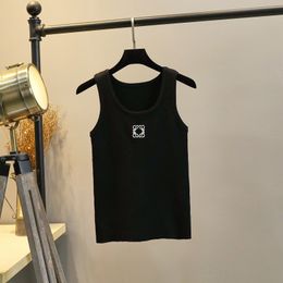 Anagram borduurwerk logo dames designer kleding tanktop zomer korte slanke navel blootgestelde outfit elastische sport gebreide tanks