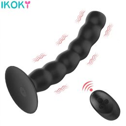 Anale Kralen Sterke Zuignap 10 Modi Vibrator Speeltjes voor Vrouwen Mannen Vagina Prostaat Massage Draadloze Afstandsbediening Butt Plug 240126