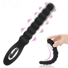 Anal Beads Vibrator Vagina Massage Consolador de tope Posta de próstata G-Spot Estimulador 10 Velocidad Dual Motor Ass Sexy para adulto