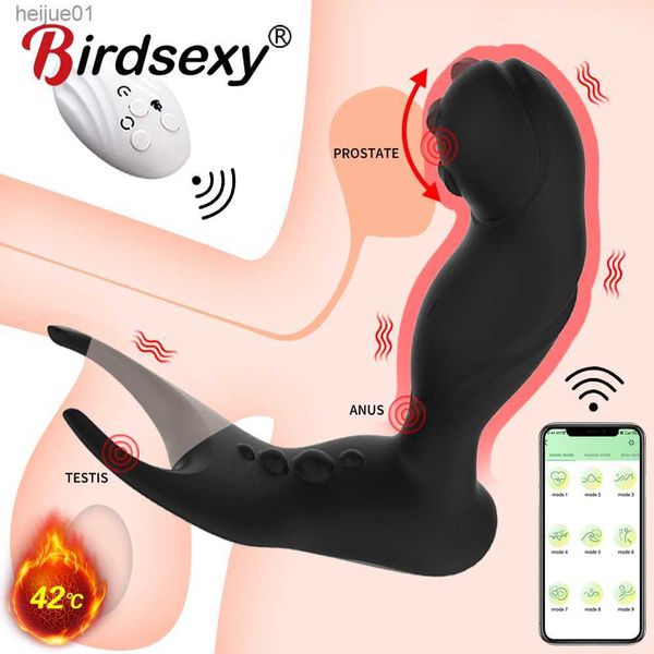 Anal Dildo Vibrator Wireless Heating Prostate Massager pour hommes Cock Lock Male Masturbator Buttplug Adultes Sex Toys pour femmes L230518