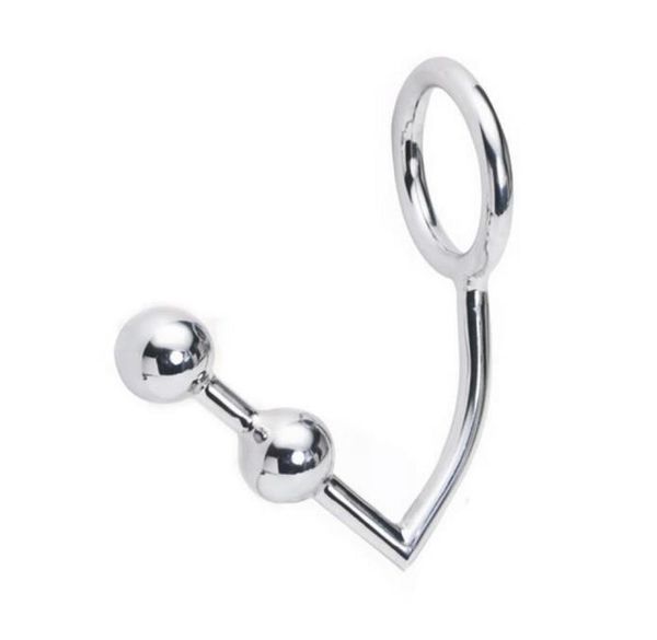 Anus anus à crochet anale avec deux perles 2 balles Bouchons en acier inoxydable Nouveau conception corde BDSM Bondage Gear Accessory Sex Toys8564088