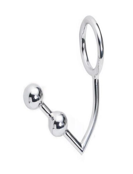 Anus anus à crochet anal avec deux perles 2 boules boucles en acier inoxydable boucles de conception corde de conception BDSM