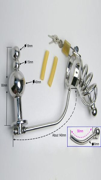 Cinturón de tapón Anal, jaula para pene, dispositivo de jaula BDSM, tapón Anal, bolas anales, anillo para pene, sonido uretral, juguetes sexuales 9667985