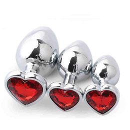 Anal Plug Corazón 3 Tamaños Acero Inoxidable Cristal Extraíble Butt Plug Estimulador Anales Juguetes Sexuales Consolador Masajeador de Próstata