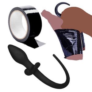 NXY Anale Seksspeeltjes Varkensstaart Anale Plug Tape Sex Toy Butt Product for Woman Explaints Handcuff Bondage Slave Cosplay Submisson Puppy Piggy Girl Game 1123