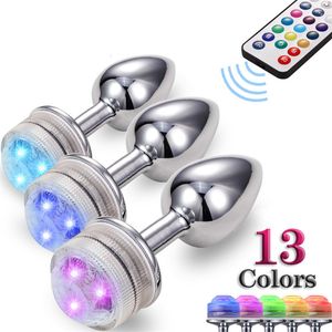 Jouets anaux 13 couleurs sexe LED coloré lumière métal godemichet anal pour adulte jeu gode érotique intime marchandises vagin masseur 230307