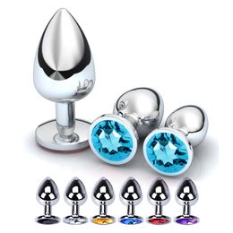 Juguetes anales 1 unid 3 tamaño enchufe redondo de acero inoxidable cristal buttplug extraíble estimulador de trasero sexo masajeador de próstata consolador 230925