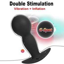 Jouets anaux 2 en 1 Vibration Inflation Plug Anal Silicone Dilatateur Anal Masseur de Prostate Vibromasseur Portable Anal Sex Toys Pour Adulte 230728