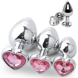 Anal Toys 3 Taille Plug Anal Coeur En Acier Inoxydable Cristal Plug Anal Amovible Butt Plug Stimulateur Anal Sex Toys Prostate Masseur Gode 231011