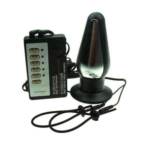 Juguetes anales 3 unids/set electro sexo para hombres anillo para pene + tapón anal cola + Anfitriones anillo de terapia anal de choque para pene 1125