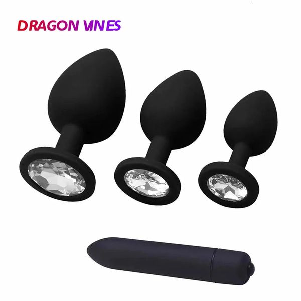 Jouets anaux 4 pièces bouchons ensemble sexe pour femmes queue godemichet anal Silicone Massage de la prostate vibrateur jouet adulte femme gay vagin 231114