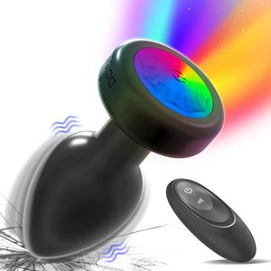 Anal Toys Anal Plug Vibrateur LED Lumière Colorée Butt Plug Sans Fil Télécommande Prostate Masseur Femmes Anal Sex Toys pour Hommes Buttplug 231030