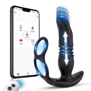 Anal Toys Bluetooth Telescopic Vibrator Sex for Men App Remote Prostate Massager Dildo Buttplug vertraging Ejaculatiering 230307