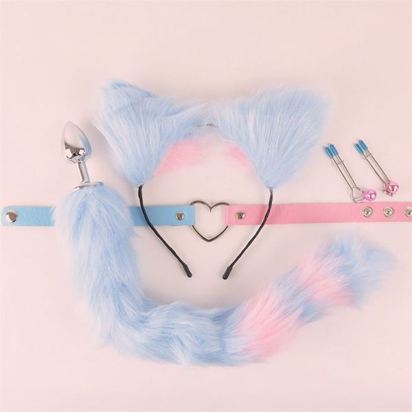 Anal Toys Butt Plug Queue Mamelons Pinces Chaton Jouer Collier Ras Du Cou Oreilles De Chat Bandeaux Starter Cosplay Ensemble pour WomenLove Jouets Exotiques 230426