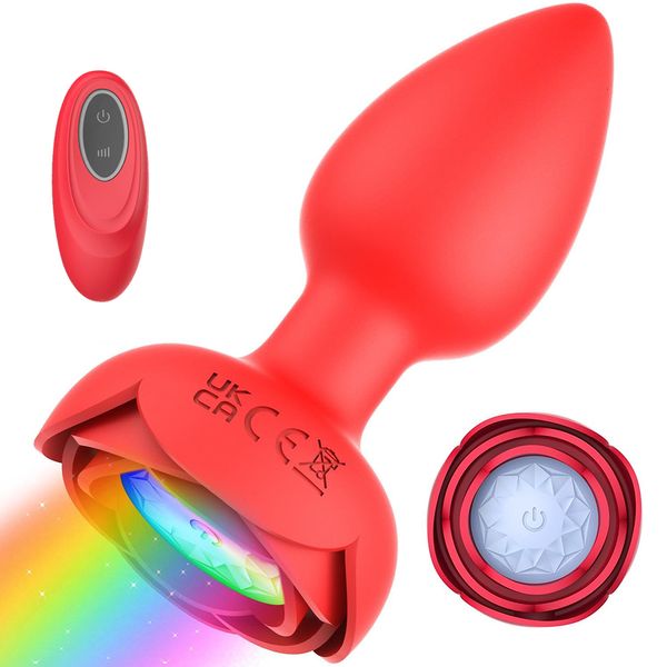 Juguetes anales Butt Plug Vibrador Sexo para hombres Mujeres Gay Control remoto inalámbrico G Spot Vibradores Luz intermitente Masaje de próstata 230925