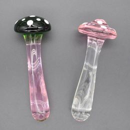 Jouets anaux cristal champignon pénis verre hommes femmes point G Anal plug anal perles 220822