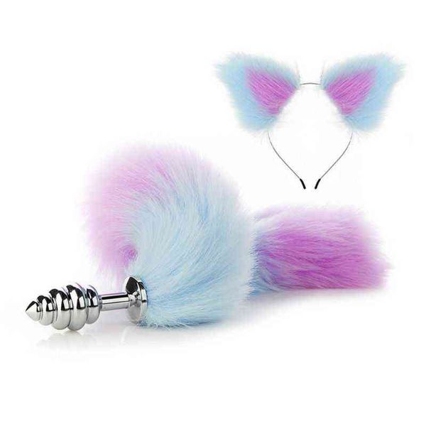 Jouets anaux Ensemble de bondage érotique Plug détachable Queue Oreilles en peluche Cerceau de cheveux Couples Flirt Fétiche Fantasy SM Cosplay Jeu Adulte Sex Toy 1125