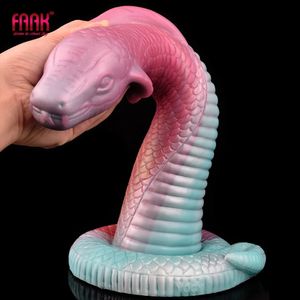 Jouets anaux FAAK énorme long gode réaliste forme de Cobra géant fantaisie serpent pénis écailles Big Dong Texture doux Silicone jouets sexuels pour femmes hommes 231115