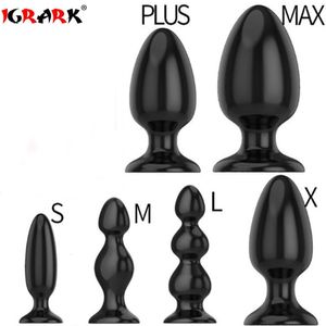 Anal Toys IGRARK Noir Silicone Big Butt Plug 6 Tailles Lisse Doux Énorme Adulte Érotique Gay Sex Pour Femme Hommes 230307