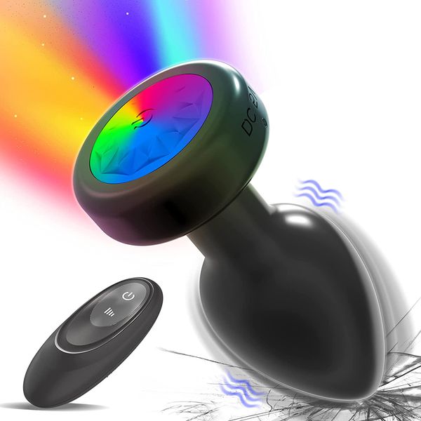 Juguetes anales LED Colorful Light Butt Plug para Mujeres Hombres Anal Plug Vibrador Próstata Masajeador Adultos Juguetes sexuales Control remoto inalámbrico Buttplug 230327