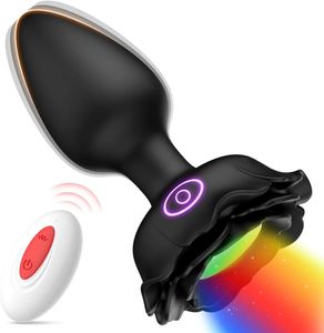 Anal Toys LED Coloré Light Plug Vibrateur Butt pour Femmes Hommes Prostate Masseur Sans Fil Télécommande Buttplug Adultes Sexe 231204