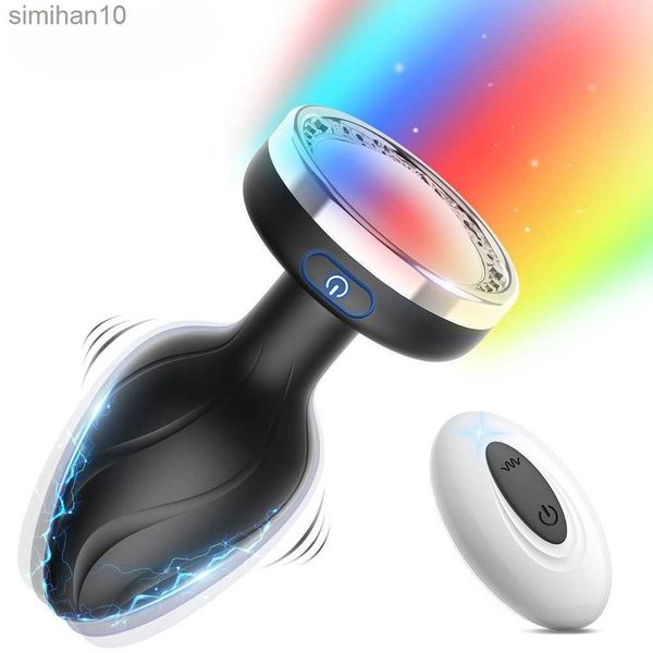 Juguetes anal led colorido vibrador de luz tope para mujeres enchufe anal masaje de próstata juguetes sexuales gay control remoto inalámbrico Buttplug HKD230816