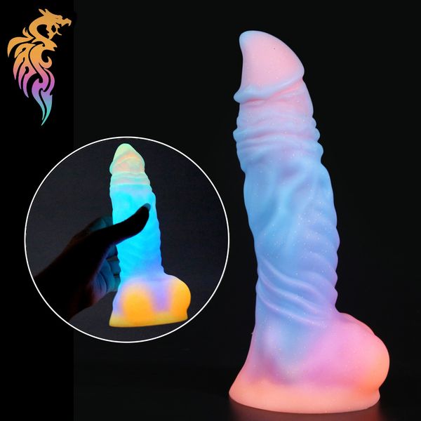 Anal Toys Luminous Dragon Dildo Anal Toys Butt Plug Coloré Glowing Dildo Énorme Pénis Glow in Dark Sex Toys pour Femmes Produits de Sexe 230728