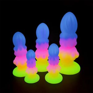Jouets anaux Plug lumineux petits godes pour femmes hommes Buttplug avec ventouse outil sexuel adulte Silicone gode dilatateur 231114