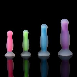 Anal Toys Nieuwe Lumineuze anale pluggloed in donkere kleurrijke buttplug anus dilatator volwassen prostaat massager sex speelgoed voor mannen vrouwen homo paren hkd230816