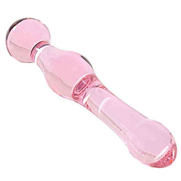 Jouets anaux gode en verre rose perles godemichet Anal beauté jouets Sexy produits sexuels godemichet Anal stimulateur d'anus dilatateur 1125