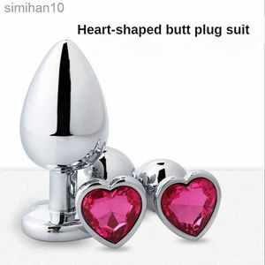 Toys anal masseur de la prostate Dildo 3 Taille Plug anal coeur coeur en acier inoxydable Crystal Plug anal stimulateur sex toys for women bdsm esclave hkd230816