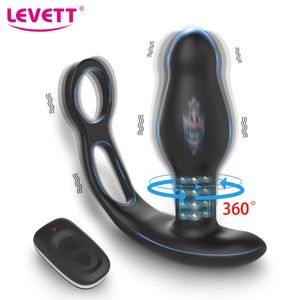 Jouets anaux perles rotatives masseur de prostate mâle vibrateur retarder l'éjaculation anneau de pénis vibrant plug anal adultes sexe pour hommes 231114