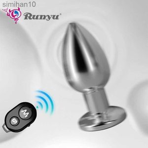 Toys Anal Runyu Metal Vibration Plug anal Hommes et femmes adultes se masturbent la télécommande électrique Backyard en acier magnétique HKD230816