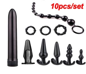 Anale speeltjes Sexy vibrator pluggen 10 stuks speelgoed set vibrerende butt kralen zachte siliconen porstate massager volwassen producten voor koppels 09301934622