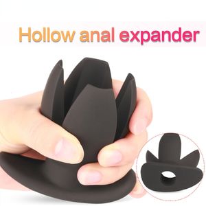 Giocattoli anali Dilatatore in silicone Hollow Petal Tunnel Butt Plug Expander Speculum vaginale Espansione Sounding Adult Sex 230113