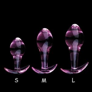 Juguetes anales Pequeño Pink Glass Anal Plug Masaje de próstata Dilatador Bola anal Smooth Crystal Glass Butt Plug Juguetes sexuales anales para parejas L230306