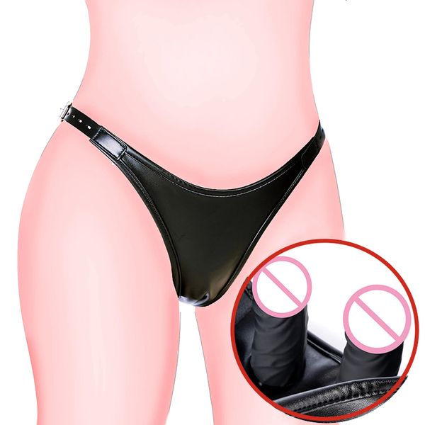 Jouets anaux String à sangle avec gode intérieur Plug Vaginal détachable sexe femmes Masturbation culotte de chasteté BDSM 230419