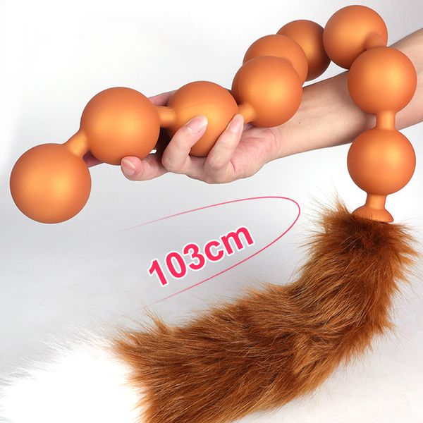 Anal Toys Super Long Huge 9 Ball Beads Vaginal Anus Expansion Silicone ButtPlug Tail Plug Adulte Érotique SexToy Pour Hommes Femmes 220922