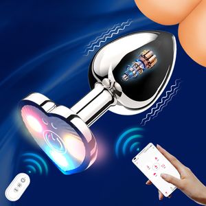 Jouets anaux vibrant lumineux plug anal bout à bout à distance de téléphone portable plaisir adulte femmes jouets vibrateurs sexe 230923