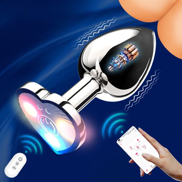 Jouets anaux vibrant lumineux plug anal bout à bout à distance de téléphone portable plaisir adulte femmes jouets vibrateurs sexe 230923