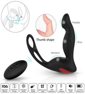 Toys Toys sans fil télécommande USB Masseur de prostate mâle rechargeable avec anneau Sexe anal vibrateur pour hommes Masturbator Butt Plu1944159