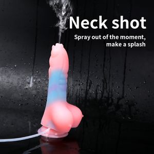 Analspielzeug WOYE Monster Leuchtender Squirting-Dildo, weiches Silikon, ejakulierendes Fantasie-Penis-Sexspielzeug, leuchtet im Dunkeln, Analplug, weiblicher Masturbator, 230728