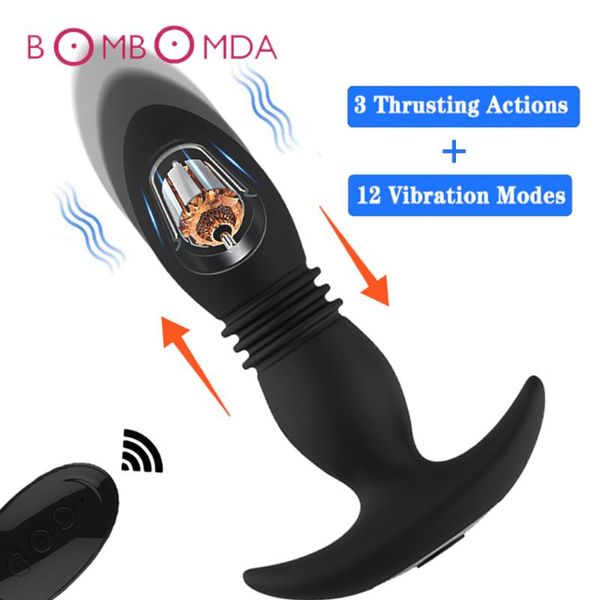 Vibrador Anal masajeador de próstata masculino consolador con Control remoto inalámbrico BuPlug juguetes sexuales anales para hombres