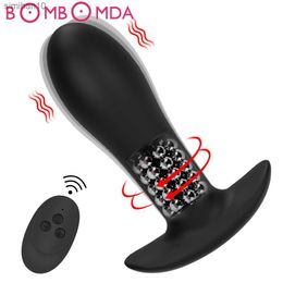 Anal Vibrator Rotation Beads Butt Plug Male Prostate Massager Wireless Remote Control Wearable Anus Sex Toys pour Femmes Hommes Adulte L230518