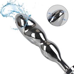 Anale Wasmachine 5 Gaten Colon Douche Nozzle Klysma Reiniging Douche Vaginale Wassen Sex Gereedschap voor Koppels Metalen Dildo Volwassen producten L220711