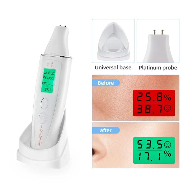 Analizador Digital de la piel, medidor de prueba de aceite y humedad, Detector facial, contenido de aceite de humedad de la piel Facial, analizador de piel para frente y mejillas