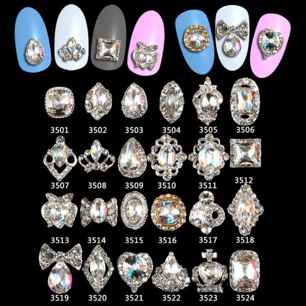 Analyseur GLITTER VERRE GEMS ALLIAGE 100PCS 3D BIJOTS DE Nail Bows Strass Nail Art Decorations Top Quality Nail Charms Supplies ** 35013524